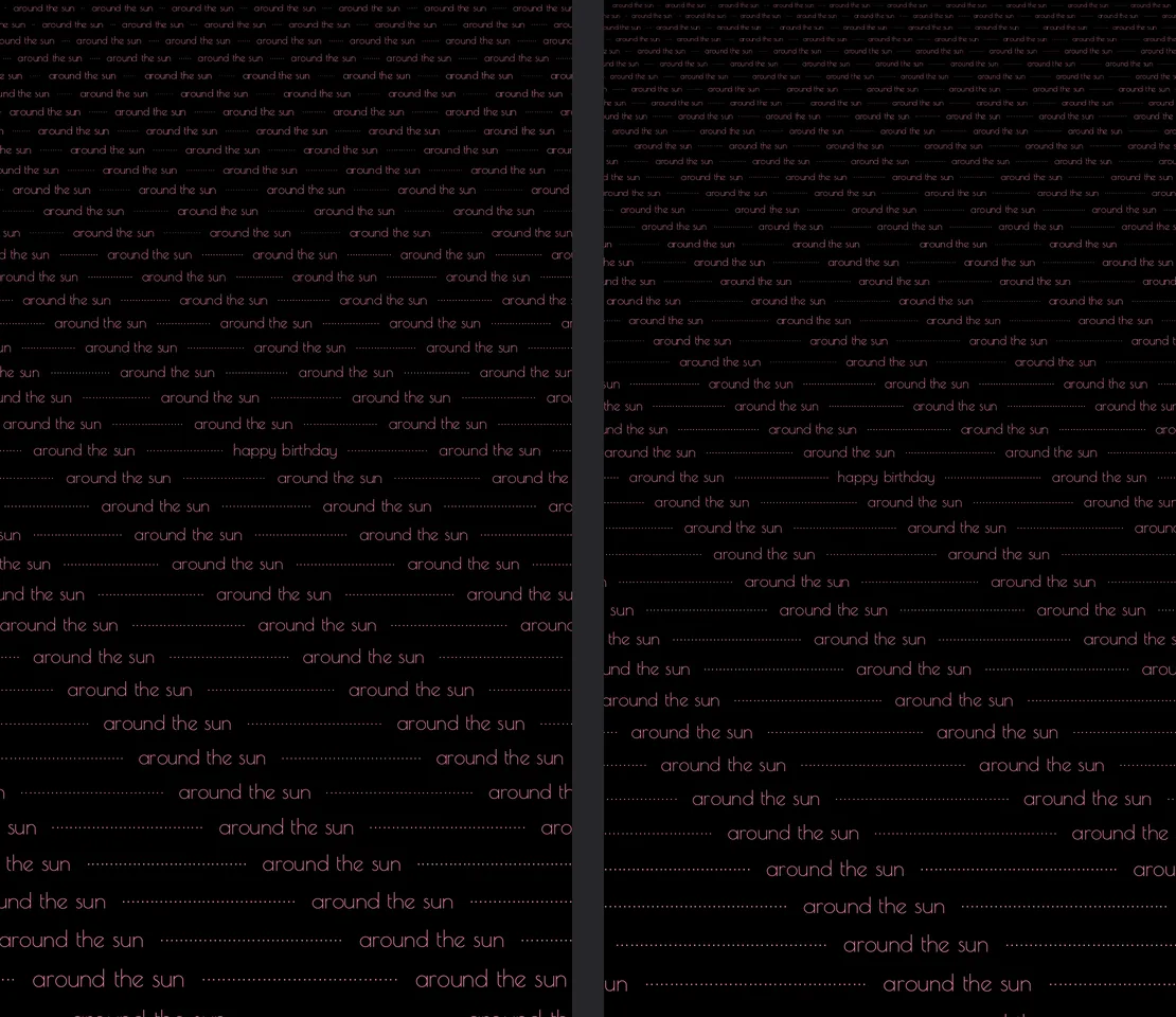 the title with dots growing down the frame and along each row