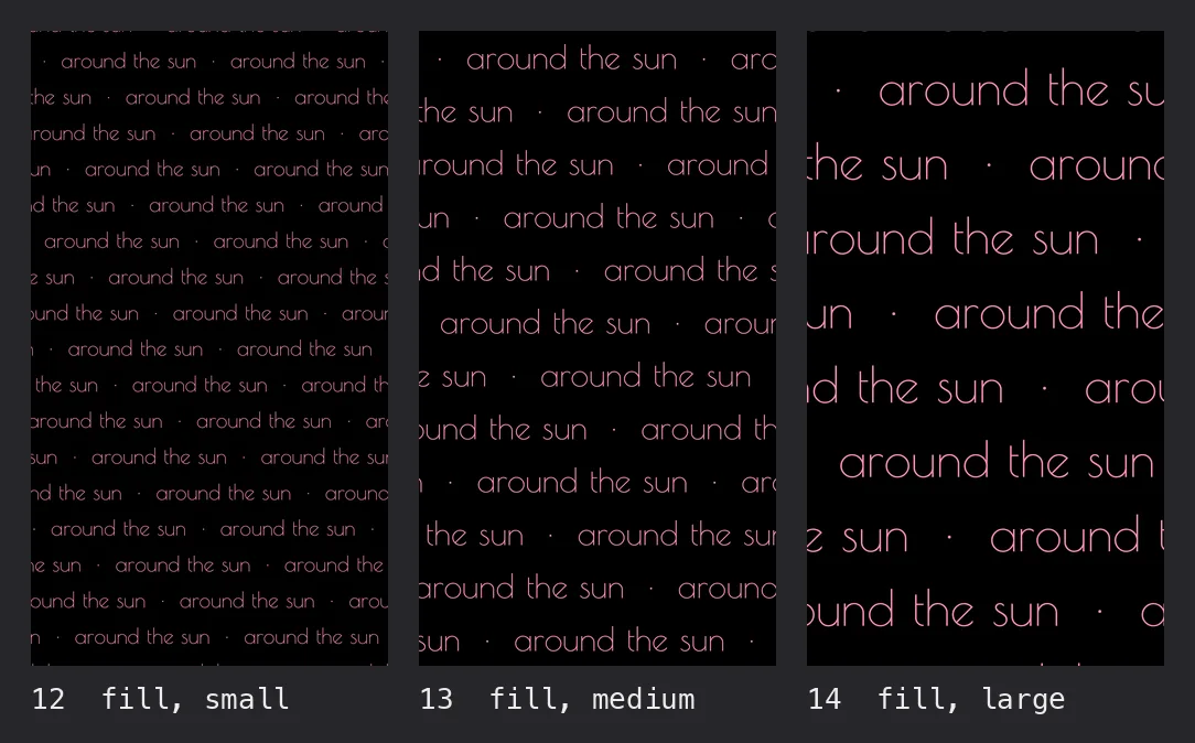 around the sun with dots filling the frame: small, medium, large