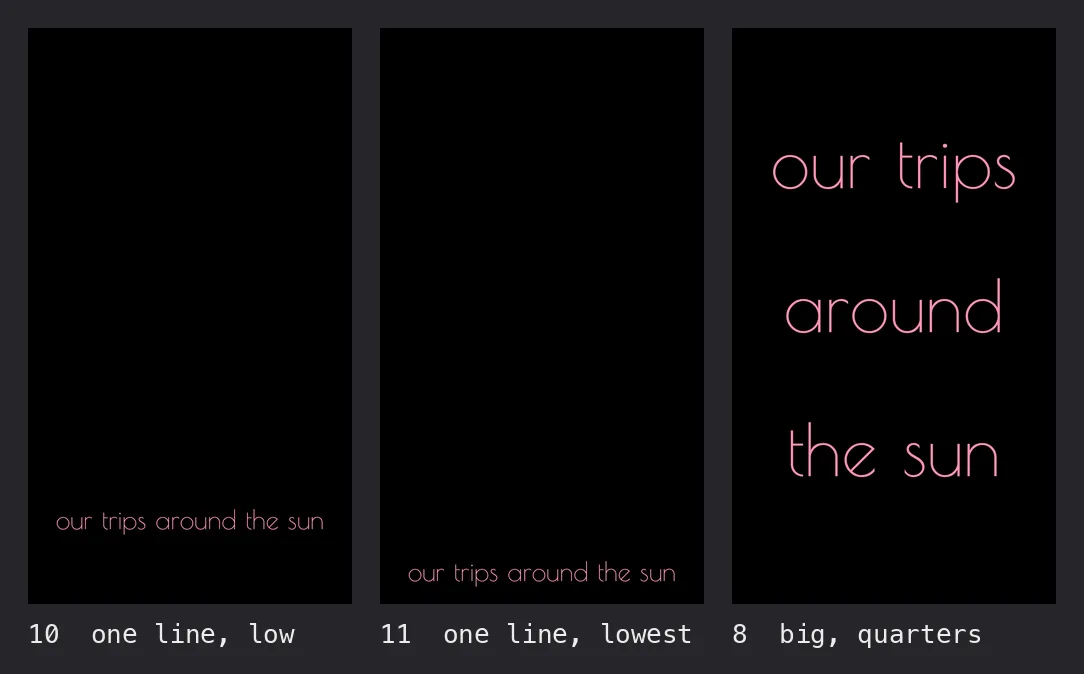 our trips around the sun: one line low, one line lowest, three big lines