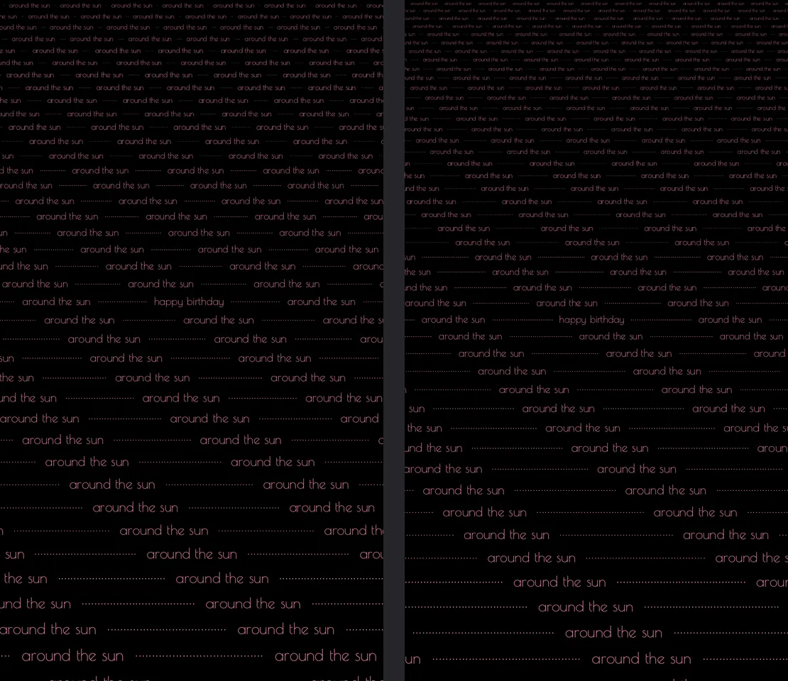 letters growing down the frame: left from 18 at the top, right from 12